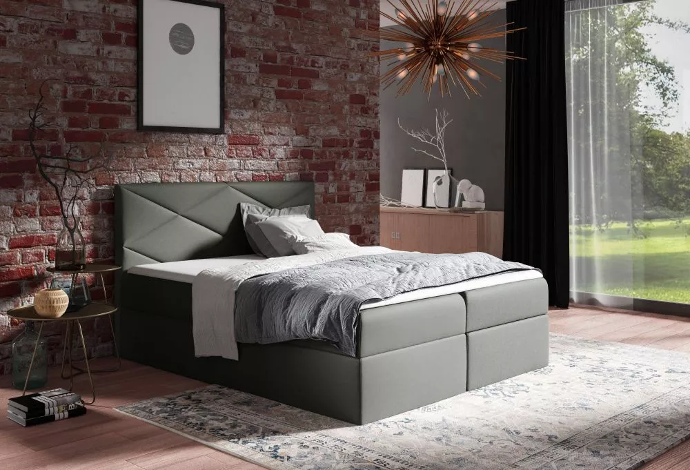 Gulta Sergio Boxspring Standard Guļamvietas platums: 160 cm, Guļamvietas garums: 200 cm, · Brūns · 164 × 208 × 103 cm