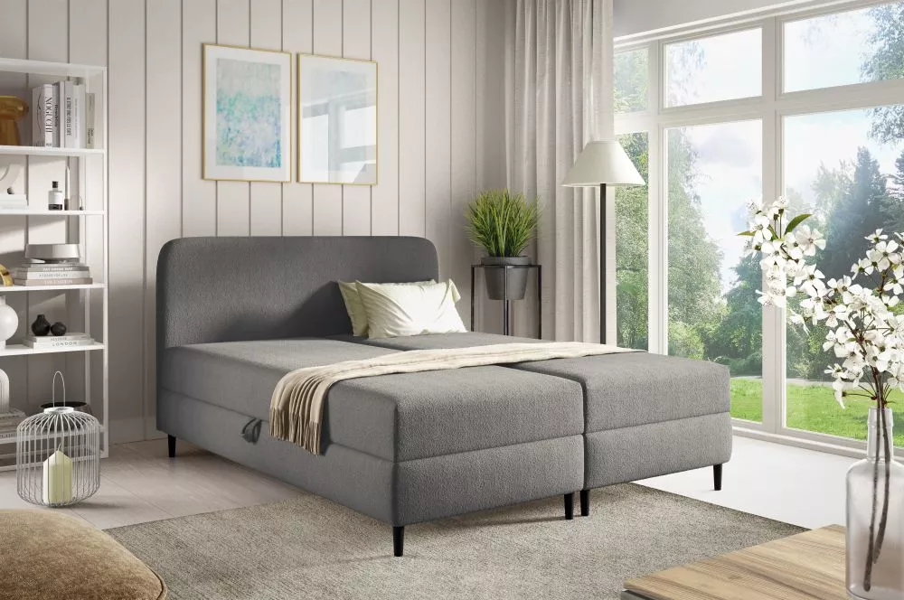 Gulta Fubu Boxspring Standard Guļamvietas platums: 120 cm, Guļamvietas garums: 200 cm, · Tumši pelēks · 122 × 205 × 91 c