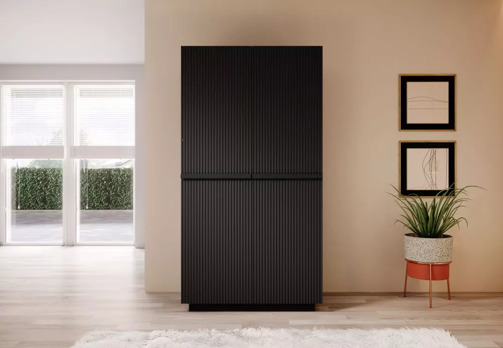 Skapis Nicole SZ100 2D Black C · Melns · 100 × 62 × 207 cm