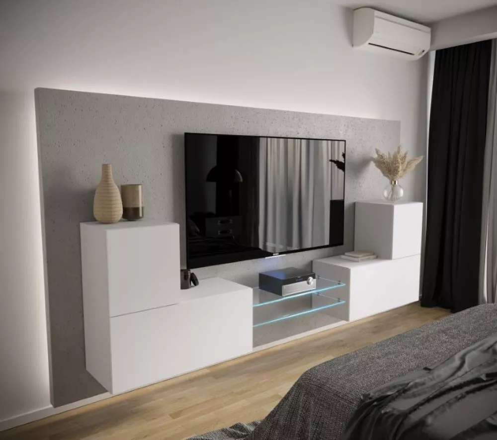 Sekcija Next AN96 ar LED · Balts · 226 × 35 × 77 cm