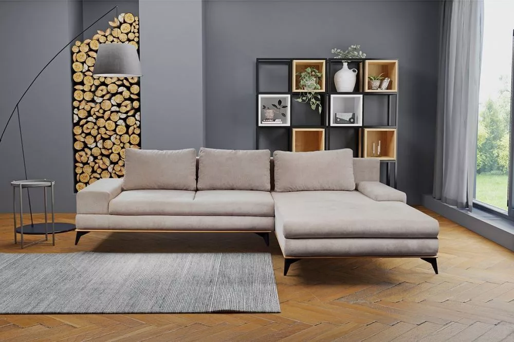Dīvāns Manila L Standard · Bēši pelēks · 212 × 315 × 87 cm