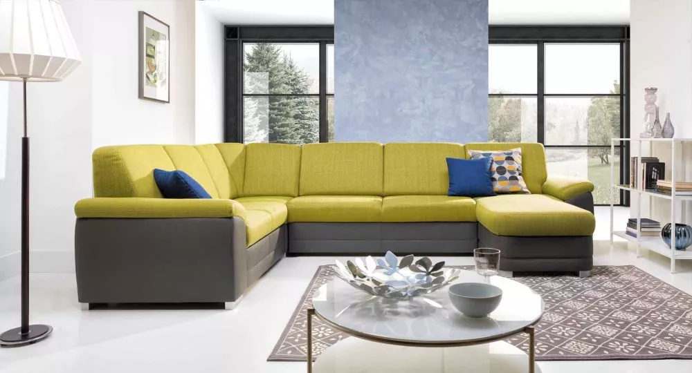 Dīvāns Barello XXL standard · Dzeltens + tumši pelēks · 212 × 330 × 90 cm