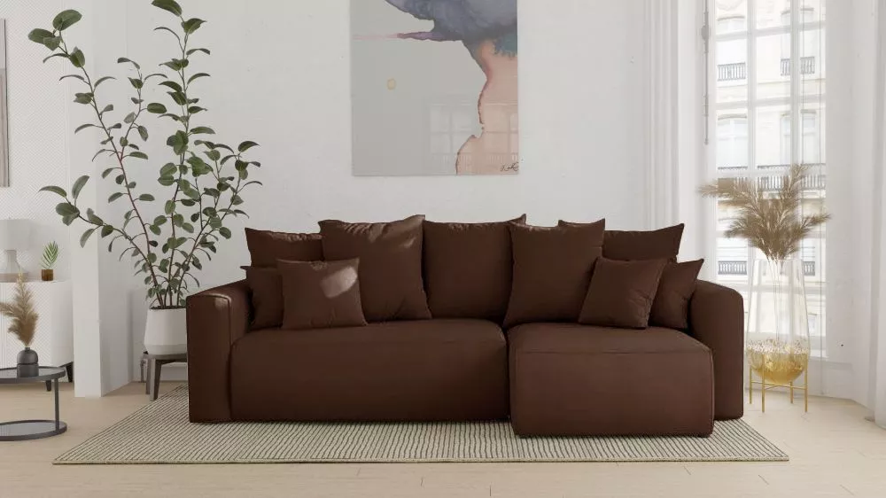 Dīvāns Denver L Comfort Standard · Tumši brūns · 142 × 238 × 73 cm