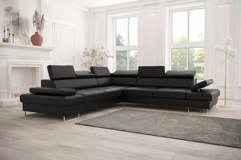 Dīvāns Galaxy Max standard · Melns · 278 × 278 × 74 cm