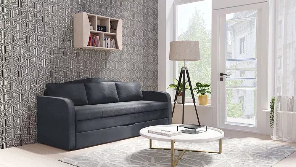Dīvāns Tenus Sofa Standard · Grafīts · 76 × 208 × 86 cm