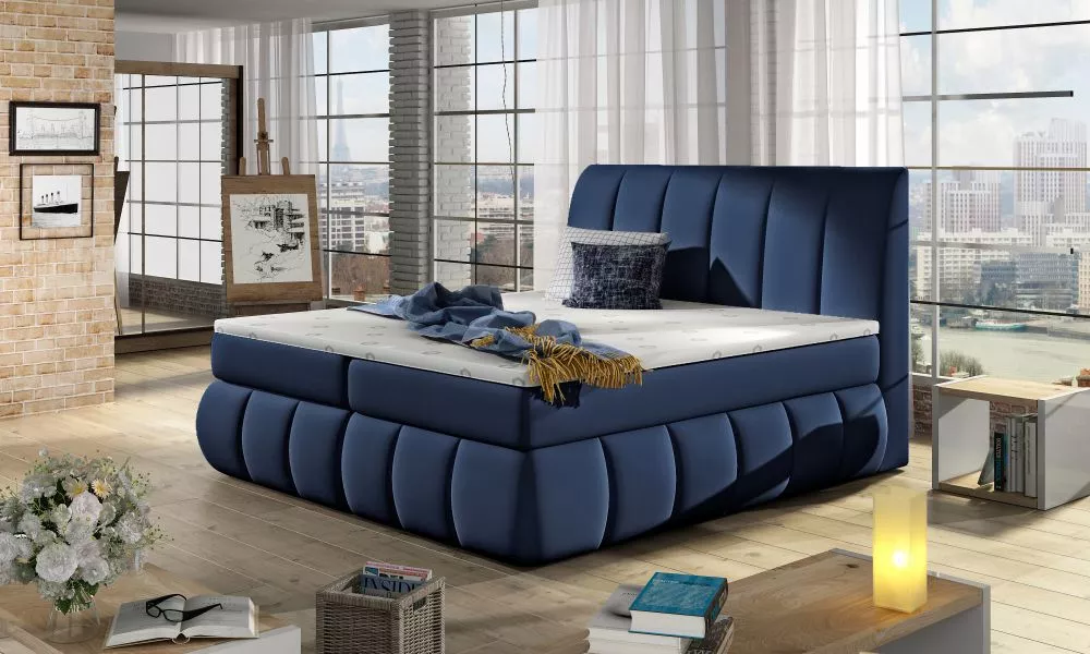 Gulta Vincenzo Boxspring Classic standard Guļamvietas platums: 180 cm, Guļamvietas garums: 200 cm, · Zils · 200 × 224 × 