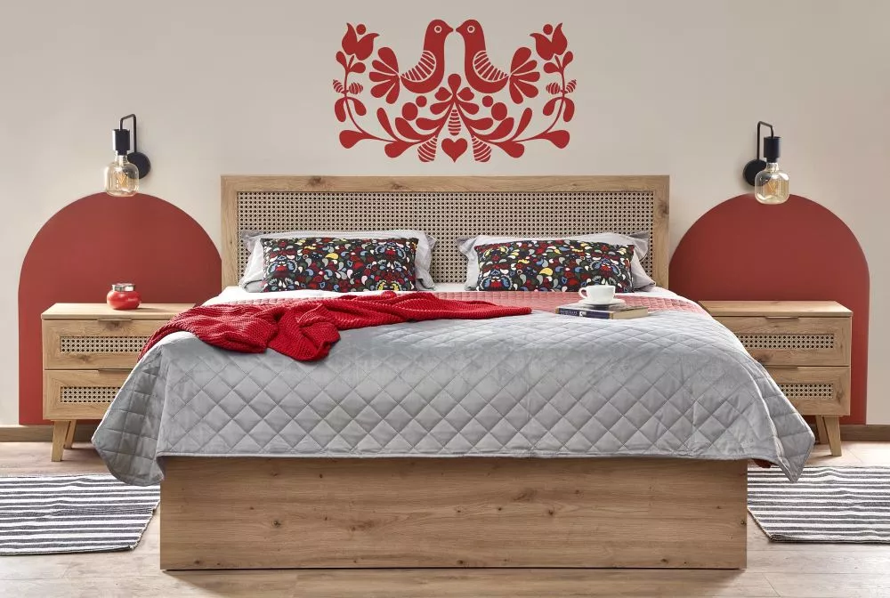 Gulta Borneo 160x200 ar stelāžu Guļamvietas platums: 160 cm, Guļamvietas garums: 200 cm, stelāžas tips: koka, · Ozols ar
