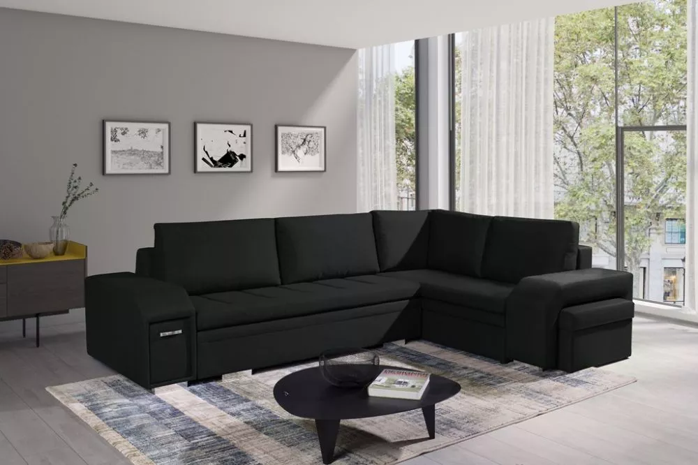Dīvāns Ail Standard · Melna · 205 × 305 × 90 cm