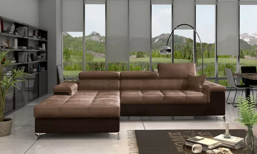 Dīvāns Ricardo Lux Standard · Gaiši brūns + tumši brūns · 205 × 280 × 90 cm