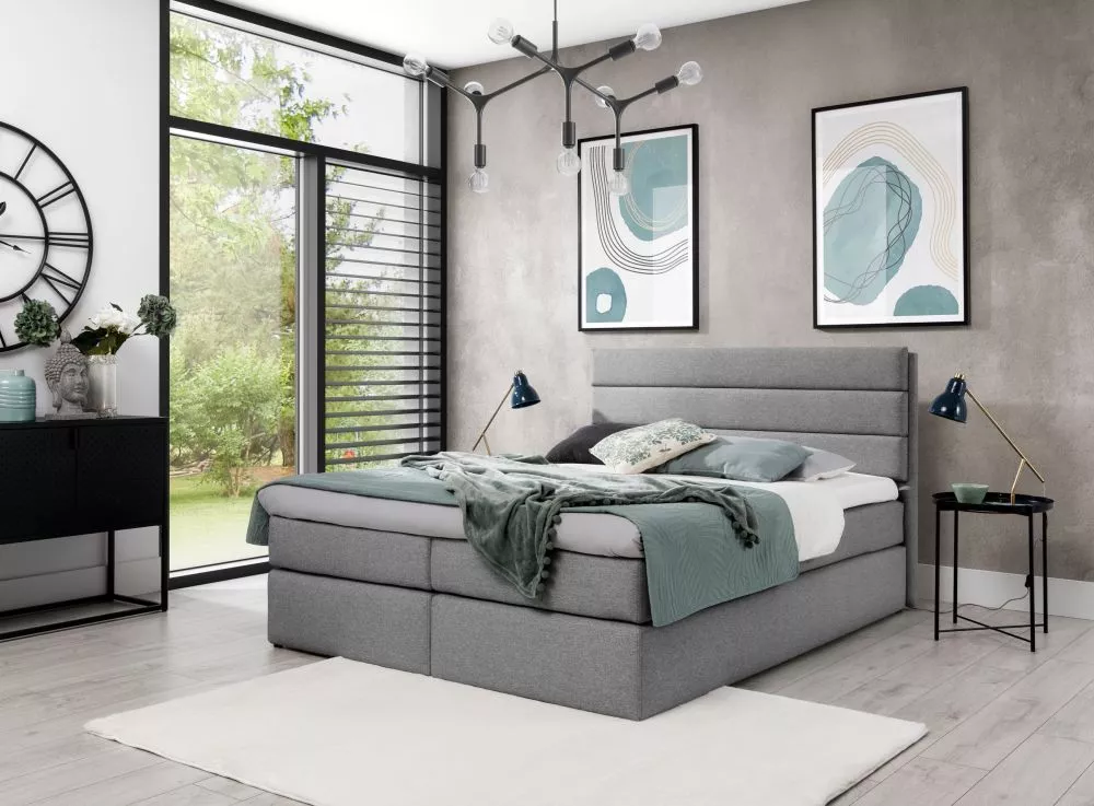 Gulta Riviera Boxspring Standard Guļamvietas platums: 120 cm, Guļamvietas garums: 200 cm, · Grafīts · 129 × 209 × 103 cm