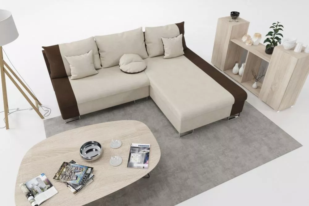 Dīvāns Cintra Standard · Krēma + brūns · 142 × 215 × 76 cm
