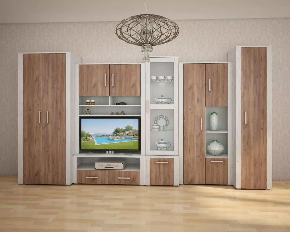 Grāmatu skapis Notti NOT 08 Korpusa krāsa: ozols craft balts, Elementu krāsa: ozols craft tobaco, · 50.2 × 46 × 195 cm