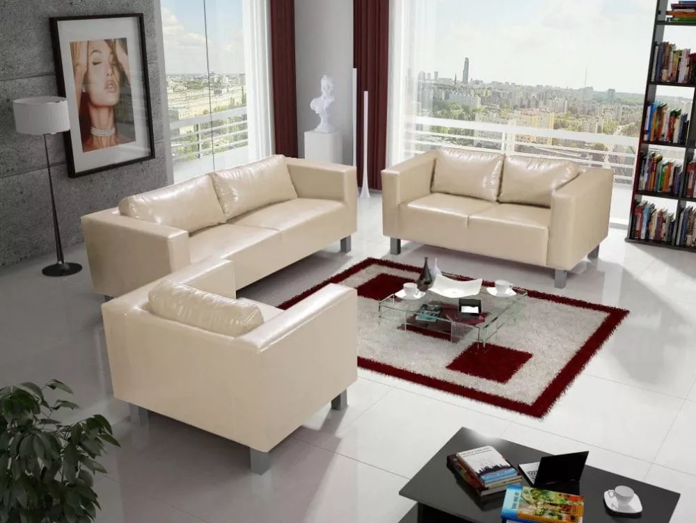 Komplekts Valentino 3+2+1 Standard · Krēma · 75 × 183 × 77 cm