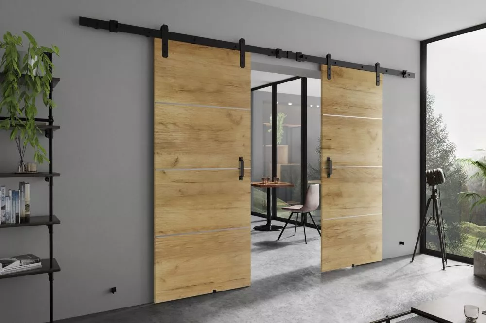 Bīdāmās durvis Retro Plus Duo · Ozols craft zelts · 212 × 205 cm