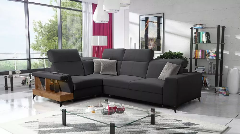 Dīvāns Belutti 2 Lancelot Standard ar LED · Grafīts · 212 × 288 × 84 cm