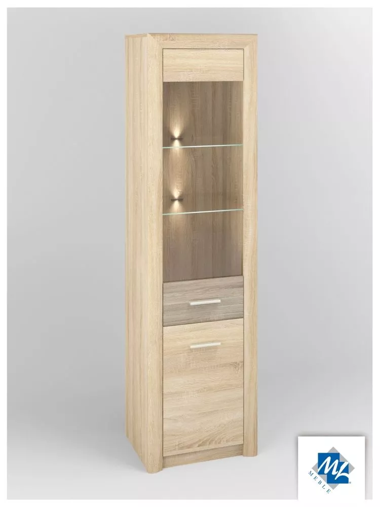 Grāmatu skapis Castel 04/S ar LED Korpusa krāsa: sonoma, Elementu krāsa: sonoma trifele, · 55 × 43 × 201 cm