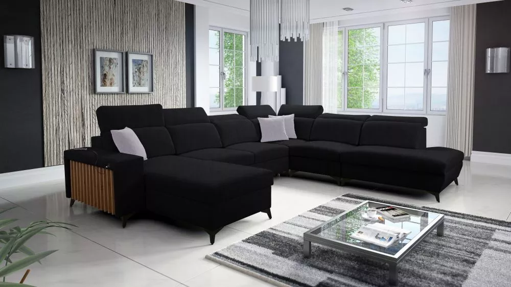 Dīvāns Bartone 10 Standard · Melns · 300 × 361 × 83 cm