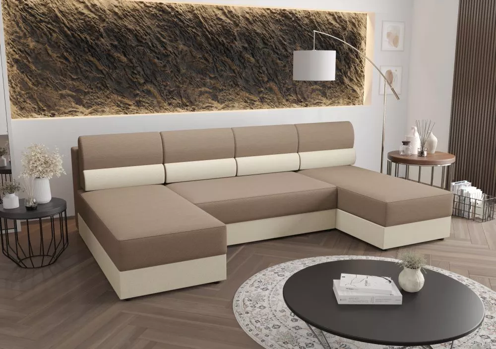 Dīvāns Rebi U1 Standard · Bēšs + krēms · 140 × 271 × 88 cm