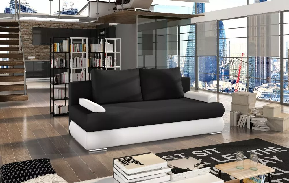 Dīvāns Milo Lux standard · Melns + balts · 95 × 213 × 90 cm