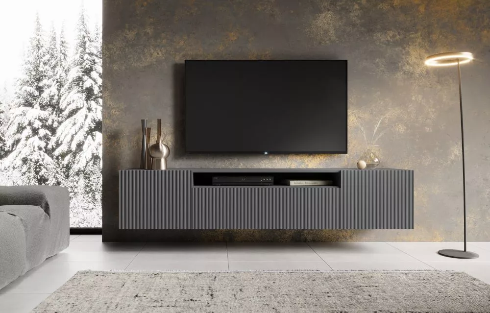 TV tumba Noemi W · Grafīts · 200 × 41 × 40 cm