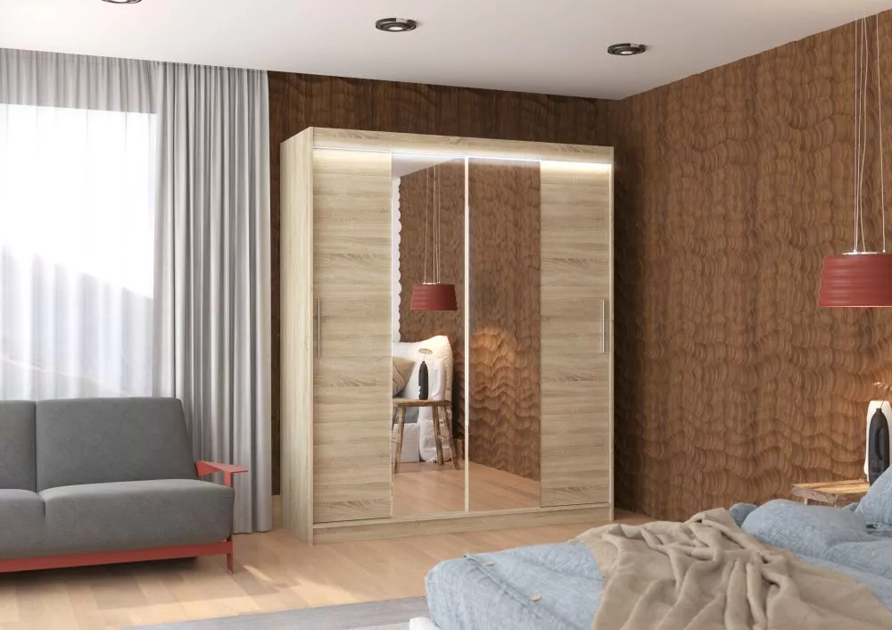 Skapis Dallas ar LED · Sonoma · 180 × 58 × 215 cm