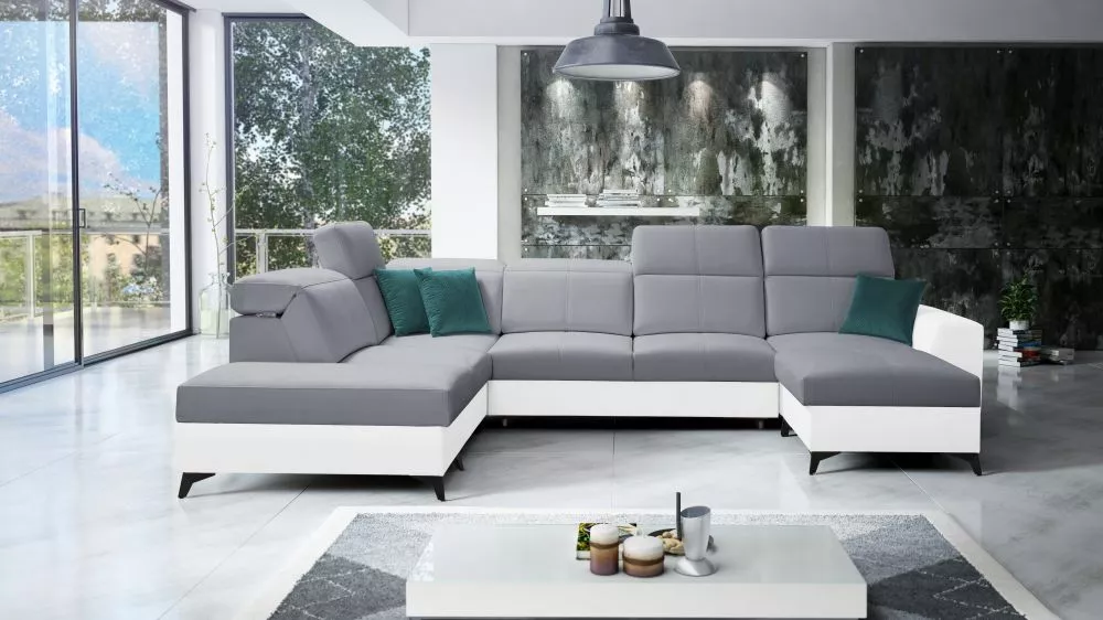 Dīvāns Belutti 6 Standard · Pelēks + balts · 236 × 362 × 84 cm