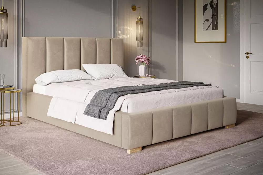 Gulta Bed 1 standard ar stelāžu Guļamvietas platums: 160 cm, Guļamvietas garums: 200 cm, stelāžas tips: koka, · Gaiši br