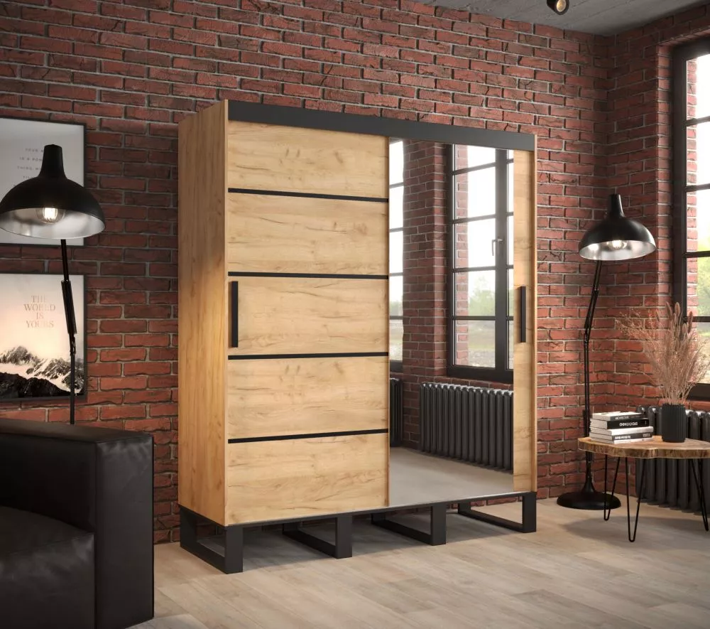 Skapis Loft V2 · Ozols craft zelts · 180 × 62 × 212 cm