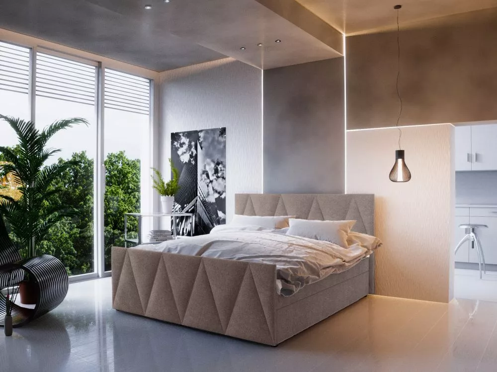 Gulta Milano 3 Boxspring Standard Guļamvietas platums: 140 cm, Guļamvietas garums: 200 cm, · Brūni pelēks · 145 × 216 × 