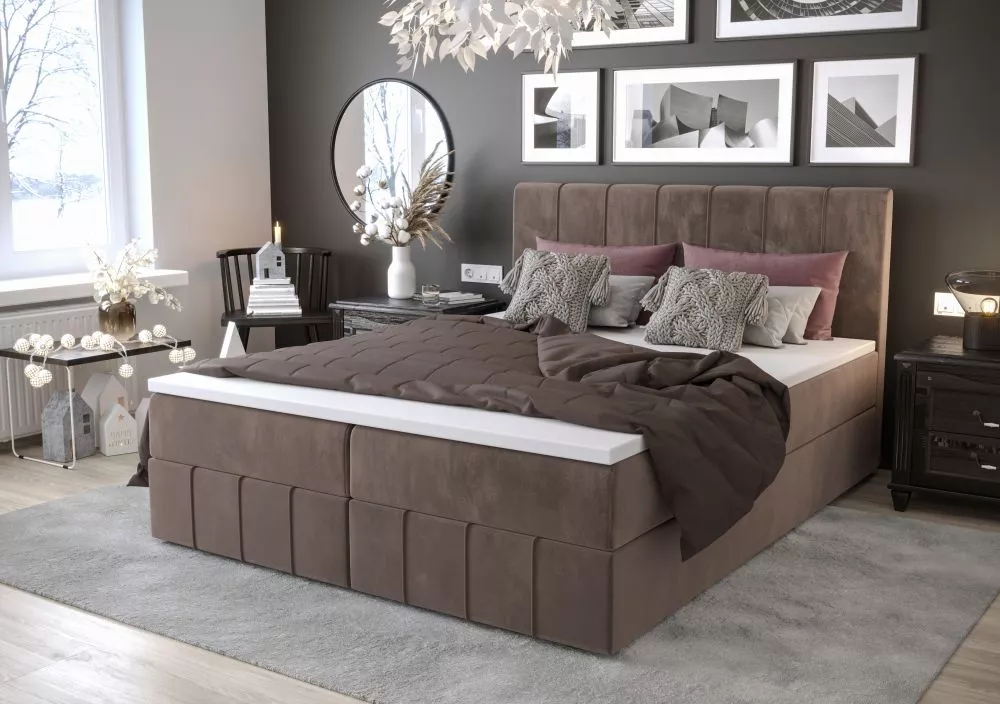 Gulta Bahama Boxspring Standard Guļamvietas platums: 160 cm, Guļamvietas garums: 200 cm, · Brūns · 160 × 207 × 104 cm