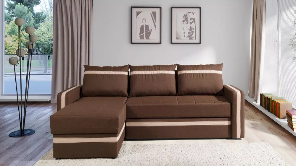Dīvāns Euforia Corner Standard · Tumši brūns + bēšs · 156 × 234 × 82 cm