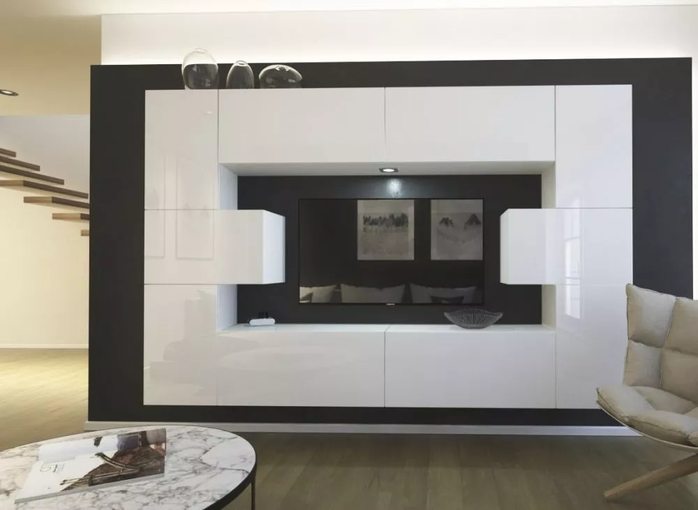 Sekcija Next 4 ar LED · Balts · 240 × 35 × 187 cm