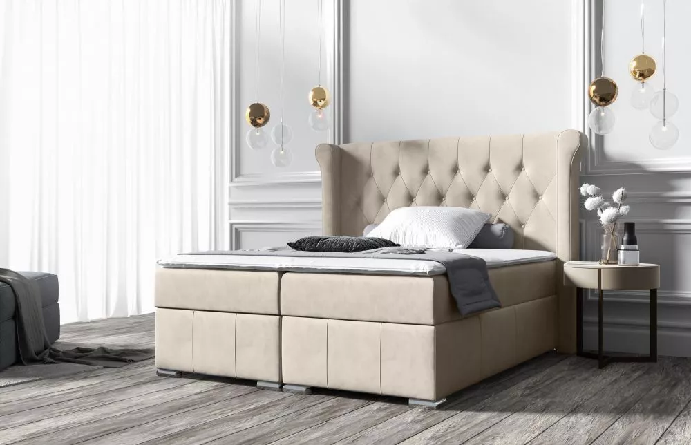 Gulta Massimo Boxspring Premium Standard Guļamvietas platums: 160 cm, Guļamvietas garums: 200 cm, · Bēšs · 200 × 215 × 1