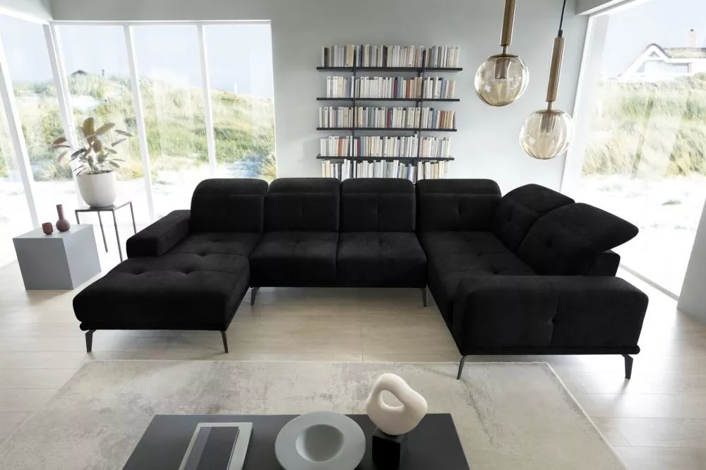 Dīvāns Neviro Premium standard · Melns · 201 × 350 × 57 cm