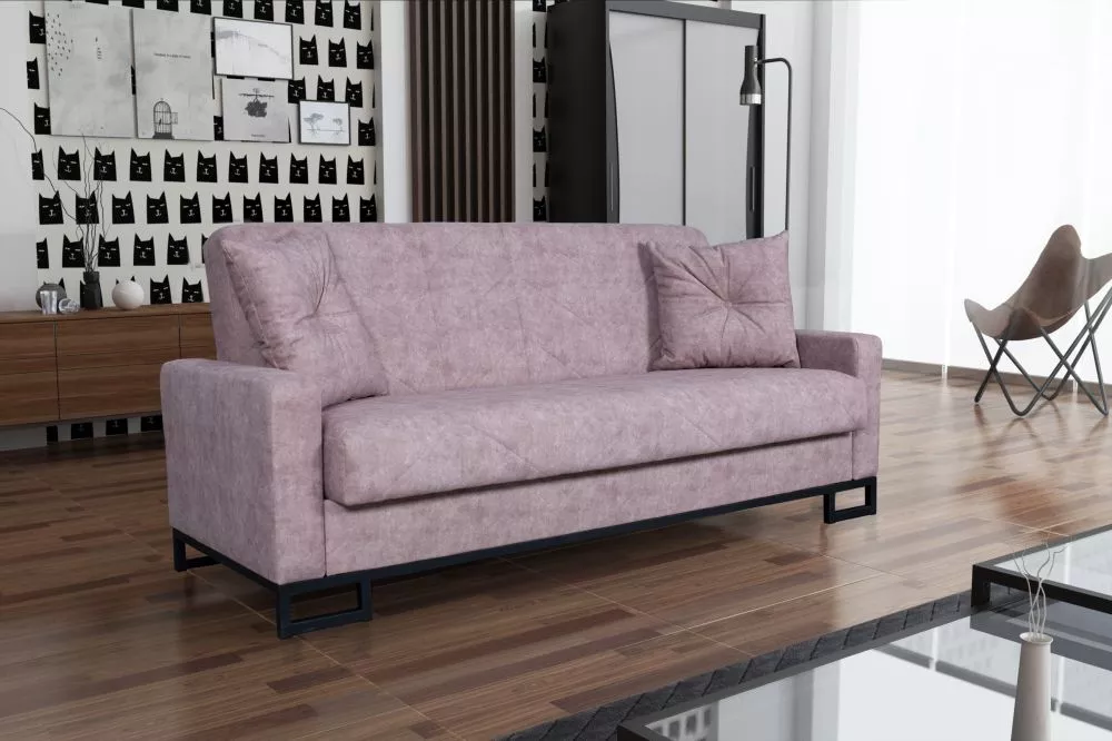 Dīvāns Emily standard · Rozā · 96 × 220 × 104 cm