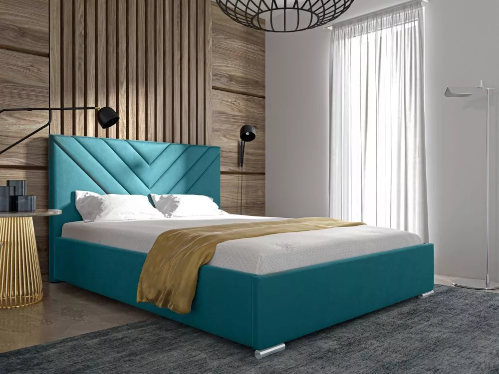 Gulta PK22 ar stelāžu Guļamvietas platums: 180 cm, Guļamvietas garums: 200 cm, stelāžas tips: metāla, · Gaiši zils · 198