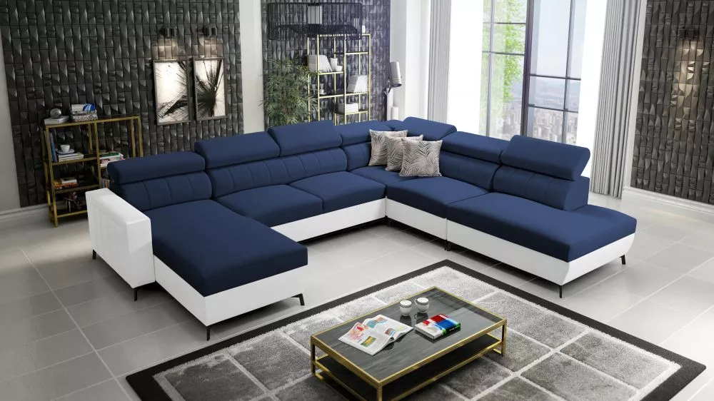 Dīvāns Baltico 9 Standard · Zils + balts · 302 × 351 × 83 cm