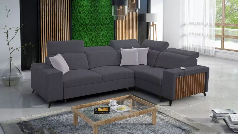 Dīvāns Bartone 2 Standard · Tumši pelēks · 203 × 283 × 83 cm