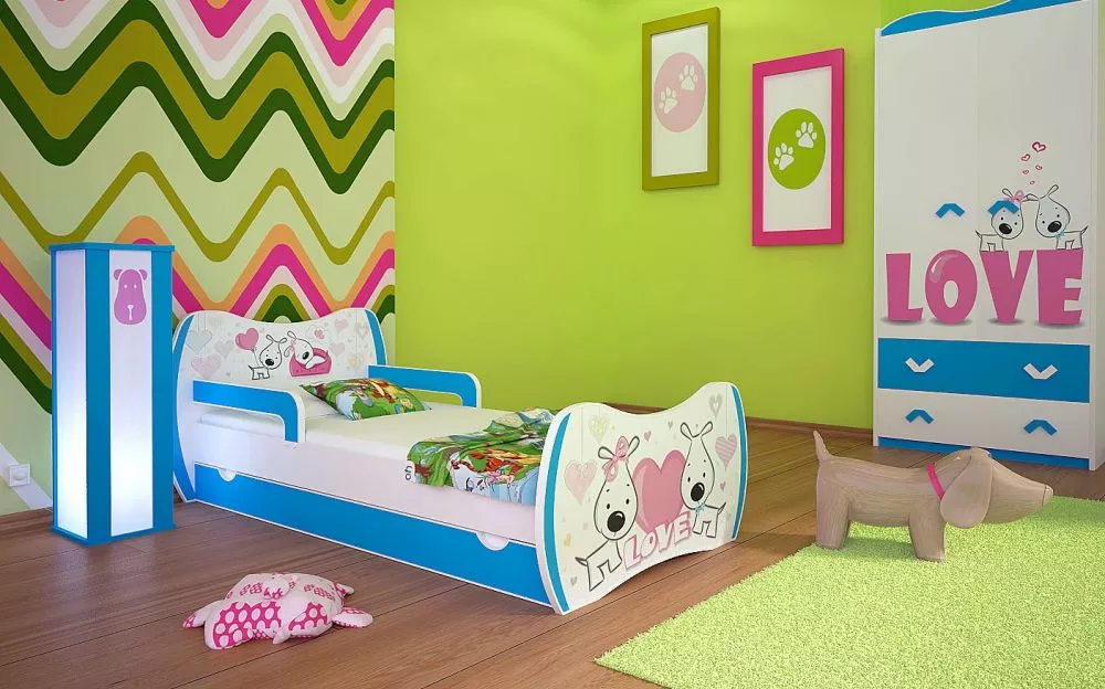 Bērnu gulta Dream L02 140x70 DM01 ar stelāžu Guļamvietas platums: 70 cm, Guļamvietas garums: 140 cm, · 94 × 144 × 71 cm