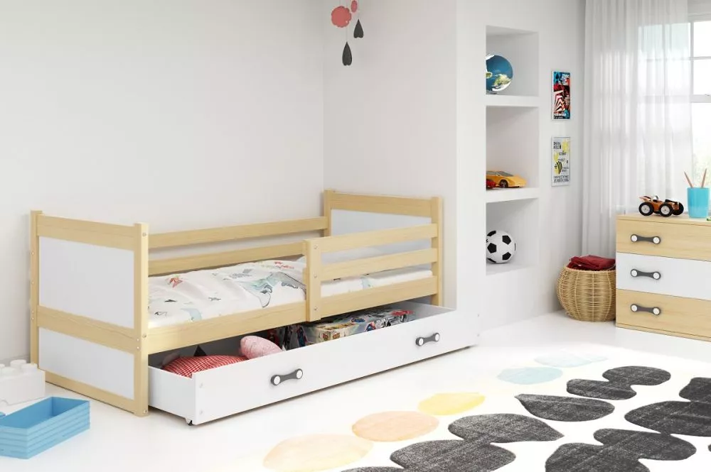 Bērnu gulta Rico Single Pine ar stelāžu Guļamvietas platums: 80 cm, Guļamvietas garums: 190 cm, · 87 × 195 × 73 cm