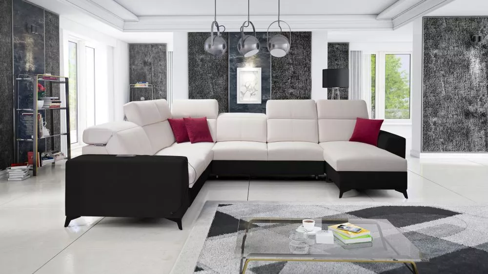 Dīvāns Belutti 8 Mix Standard · Krēma + melns · 288 × 362 × 84 cm