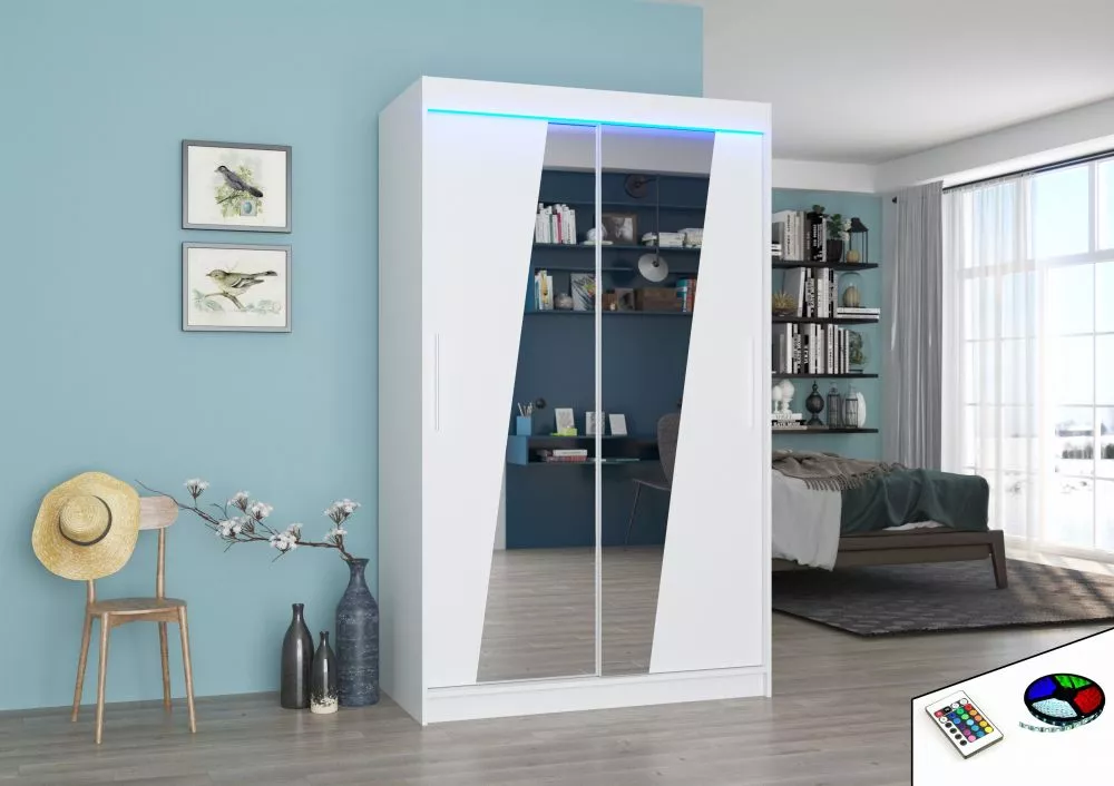 Skapis Texas ar LED · Balts · 120 × 58 × 200 cm