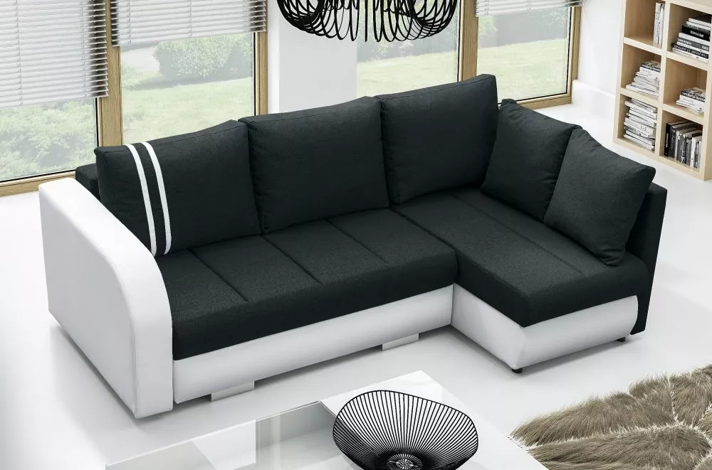 Dīvāns R-city Standard · Melns + balts · 144 × 232 × 90 cm