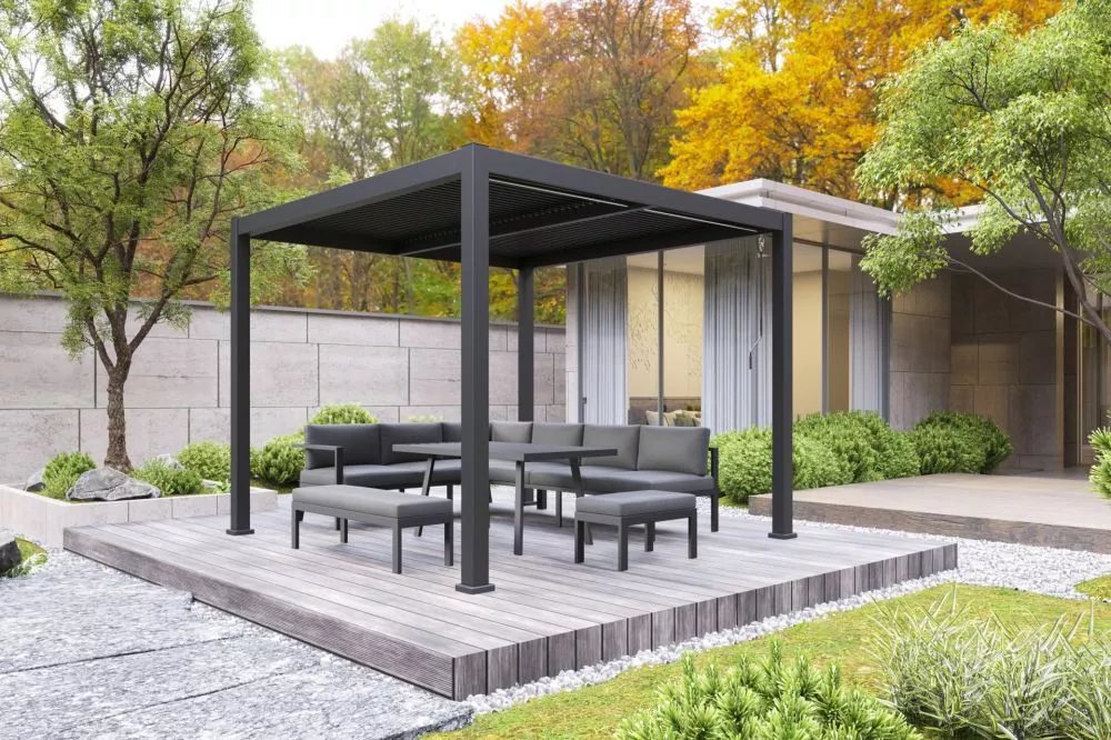 Dārza paviljons Bermeo Materiāls: alumīnijs, · Tumši pelēks · 230 × 300 × 300 cm