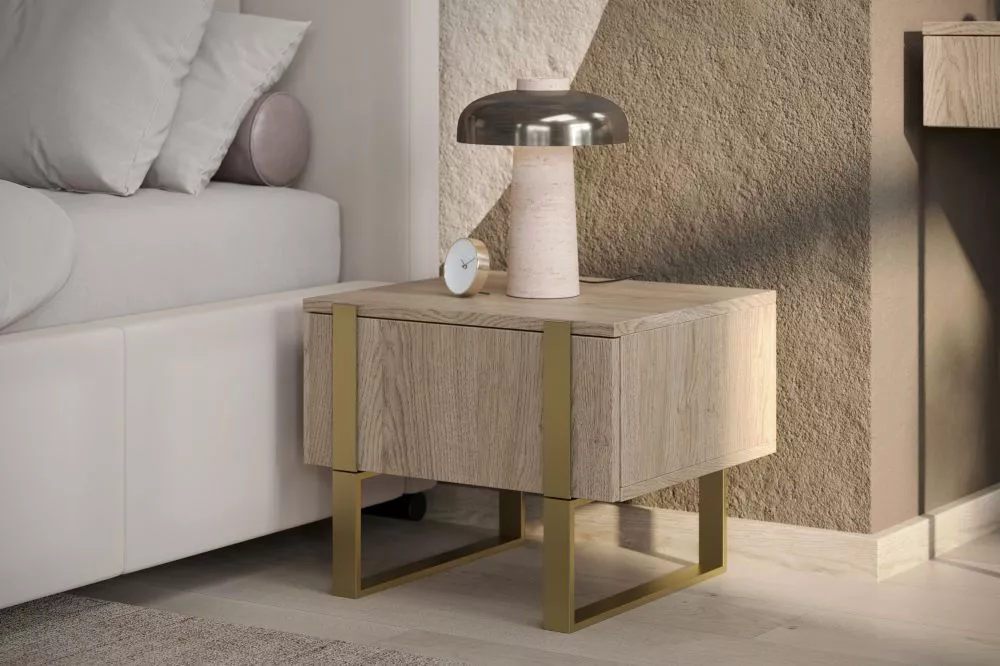 Naktsgaldiņš Verica SN50 1SZ Gold Set · Ozols · 50 × 45 × 40 cm