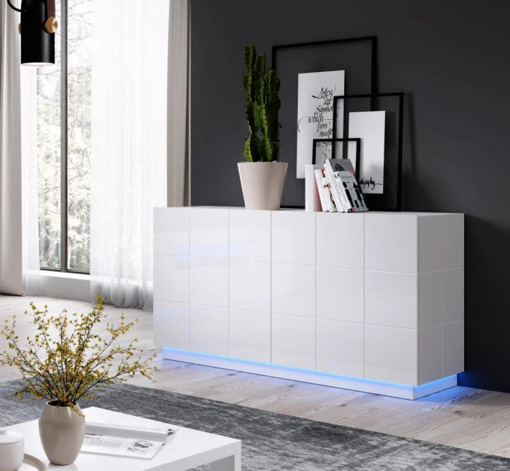 Kumode Reja 2D ar LED · Balts · 138 × 45 × 75 cm