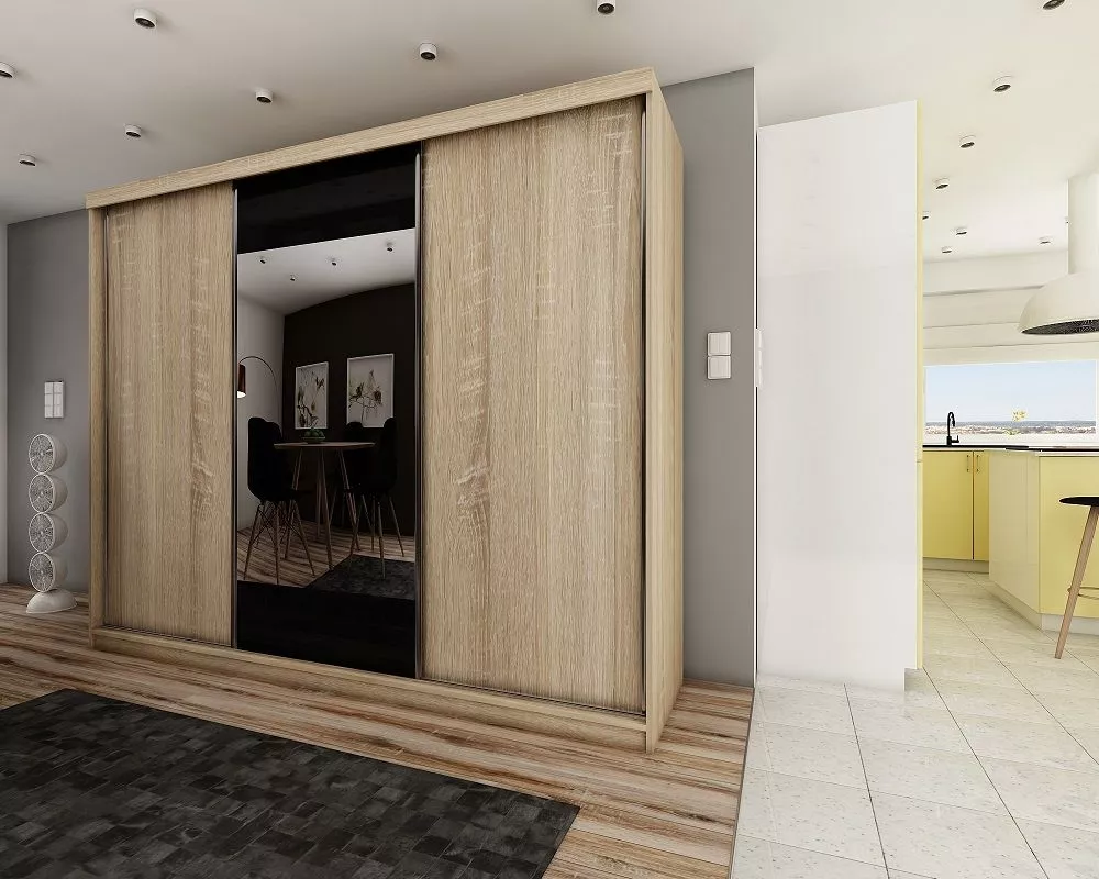 Skapis Top 33 ar LED · Ozols sonoma · 250 × 62 × 200 cm