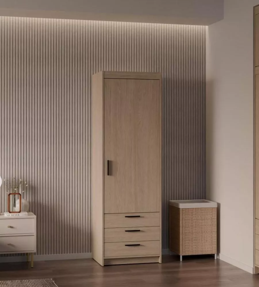 Skapis Elena 1D3S · Ozols · 59.9 × 53 × 190.5 cm