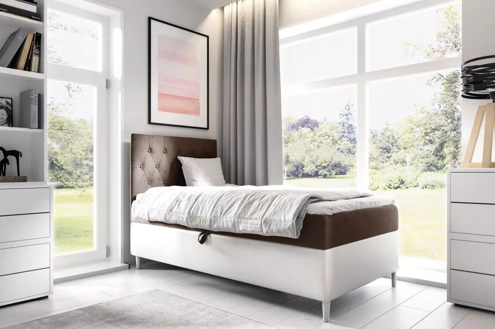 Gulta Filip 1 L Boxspring Standard Guļamvietas platums: 90 cm, Korpusa krāsa: balts, Guļamvietas garums: 200 cm, · 90 × 