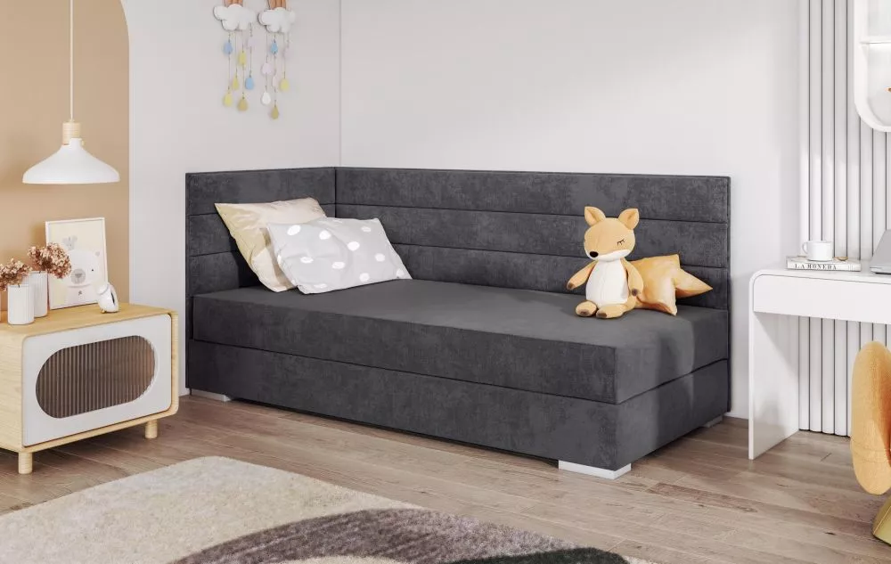 Gulta Faro 3 Boxspring Standard Guļamvietas platums: 90 cm, Guļamvietas garums: 200 cm, · Grafīts · 95 × 205 × 95 cm